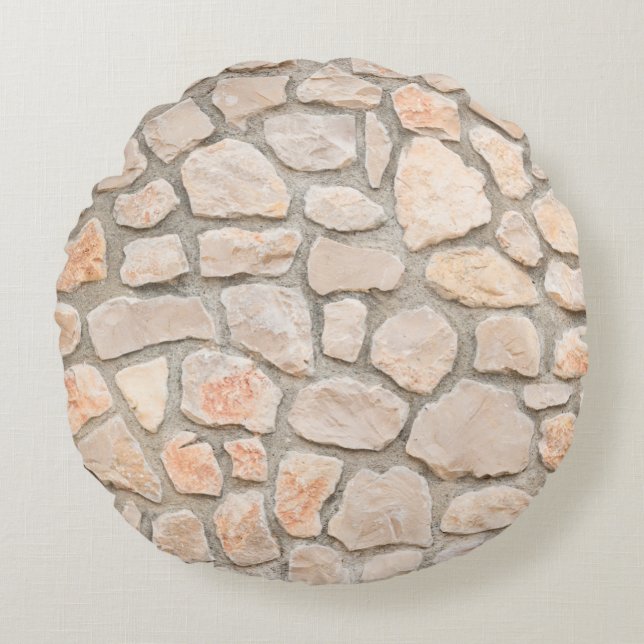 Gray stone wall background. stone, texture, wall,  round cushion (Front)