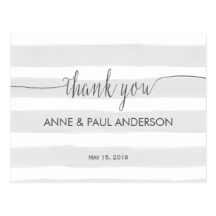 Gray stripes Thank You Card