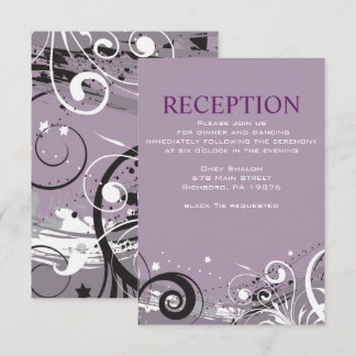GRAY SWIRLS Jewish Wedding Reception Card
