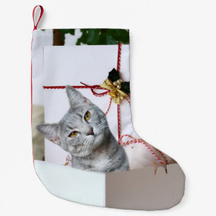 Gray Tabby Cat Christmas Small Christmas Stocking