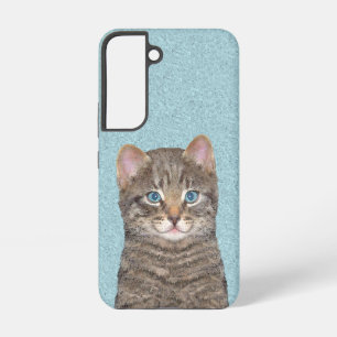 Gray Tabby Cat Painting - Cute Original Cat Art Samsung Galaxy Case