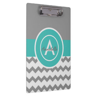 Gray Teal Chevron Clipboard