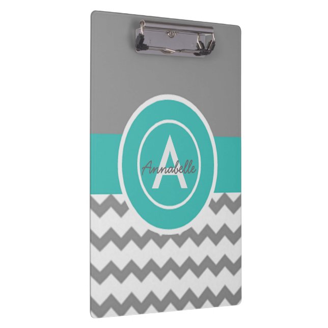 Gray Teal Chevron Clipboard (Right)
