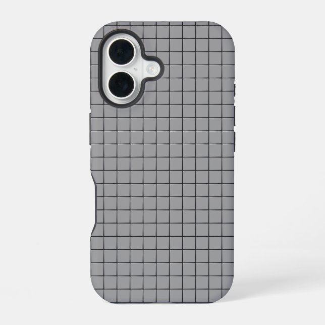 Gray Tile Pattern iPhone 16 Case (Back)