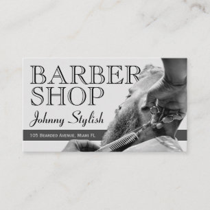 Gray tone barber business card