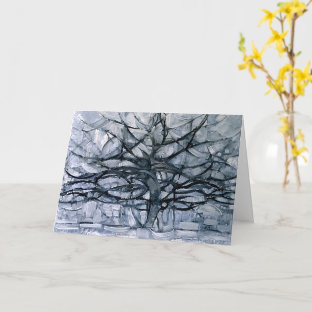 Gray Tree - Piet Mondrian - Abstract Art  Card (Yellow Flower)