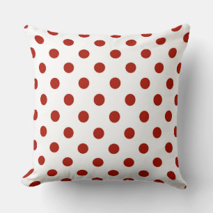 gray, turkey red and white dots cushion