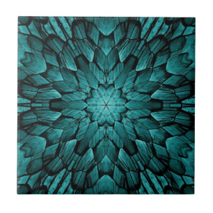 Gray turquoise aqua star geometric stone mosaic  ceramic tile