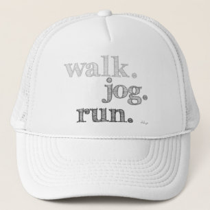 GRAY WALK JOG RUN (font SHADED) Trucker Hat