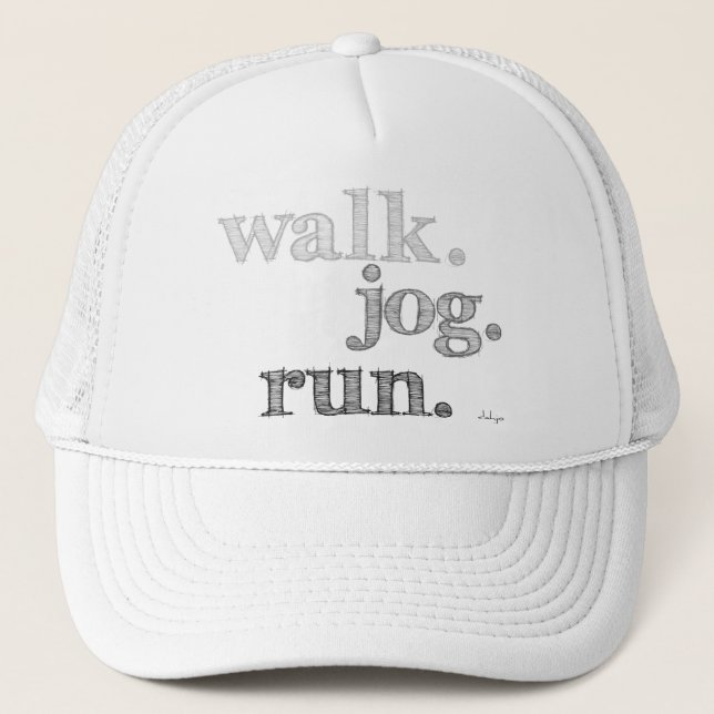 GRAY WALK JOG RUN (font SHADED) Trucker Hat (Front)