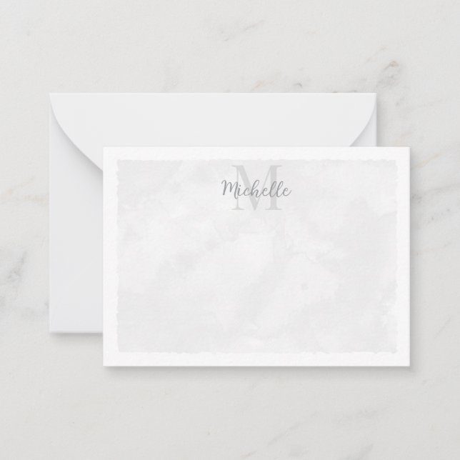 Gray Watercolor All Occasion Monogram Card (Front)