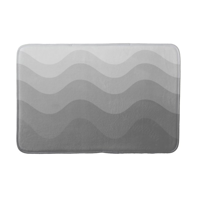 Gray Wavey Stripe Modern Bath Mat (Front)