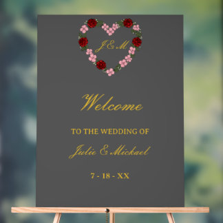gray wedding welcome sign