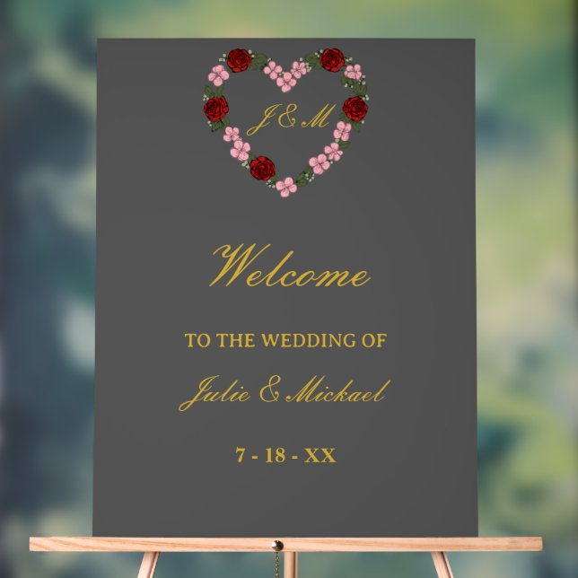 gray wedding welcome sign (Neutral)