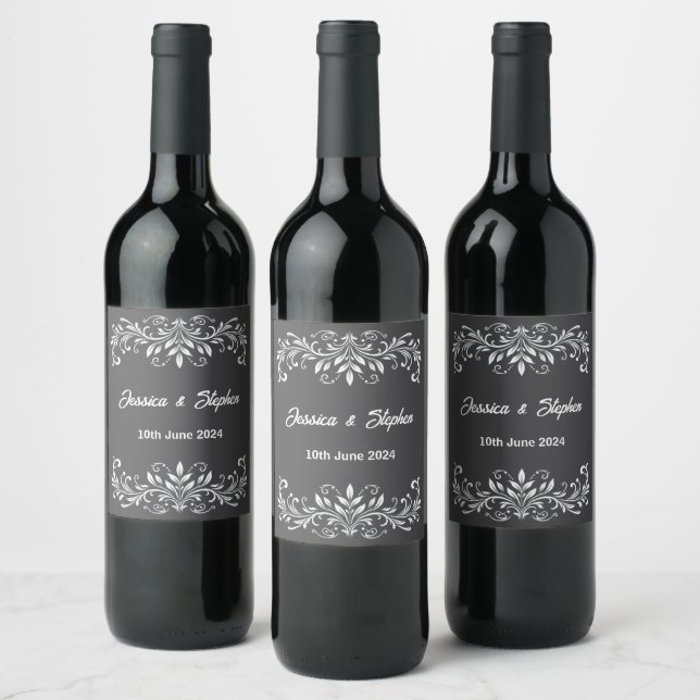 Gray Wedding  Wine Label (Bottles)