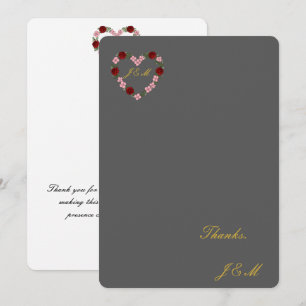 gray wedding with a floral crown thank you card
