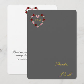 gray wedding with a floral crown thank you card