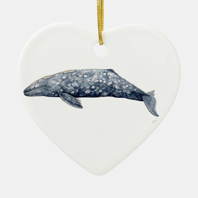 Gray whale ceramic tree decoration (Front)