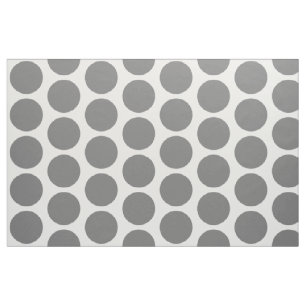 Gray White Big Polka Dots Fabric