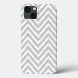 GRAY WHITE CHEVRON PATTERN iPhone 13 CASE