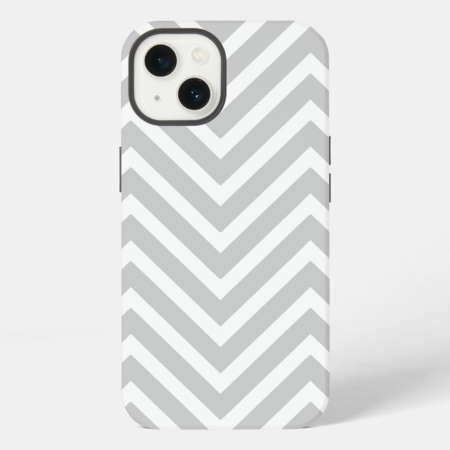 GRAY WHITE CHEVRON PATTERN iPhone CASE (Back)