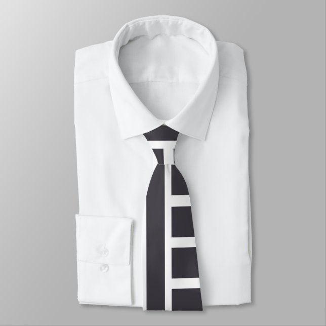 Gray White Horizontal Vertical Stripes Tie (Tied)
