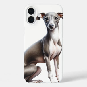 GRAY & WHITE ITALIAN GREYHOUND PUPPY DOG iPhone 16 PLUS CASE