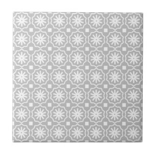 Gray white modern geometric floral pattern ceramic tile