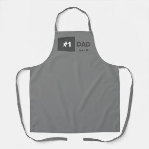 Gray White Number One Dad  Apron