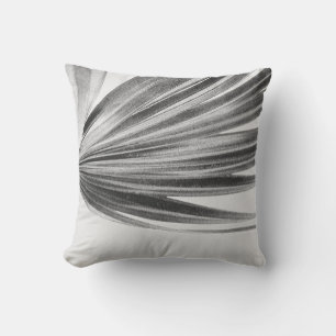 Gray & White Palm   Modern Minimalist Abstract Cushion