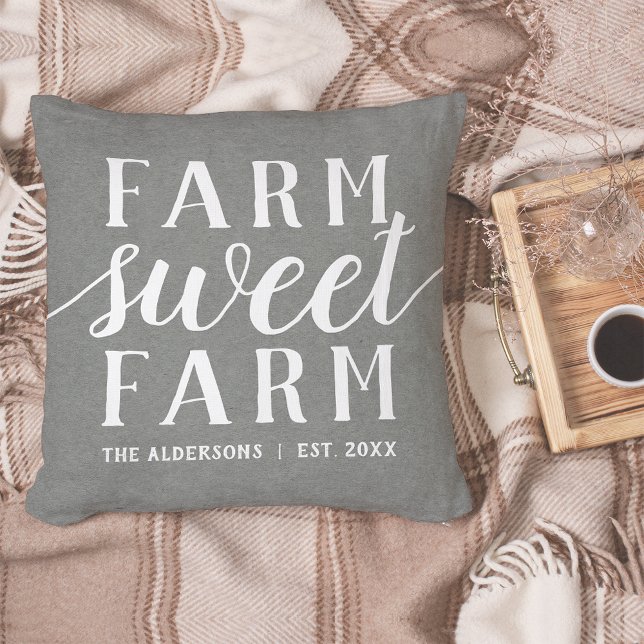 Gray & White Personalized Farm Sweet Farm Cushion (Creator Uploaded)