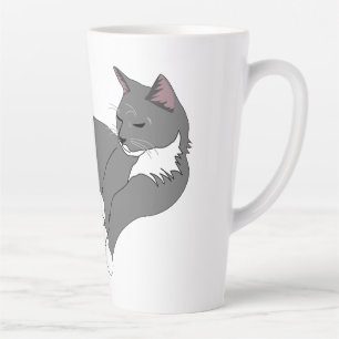 Gray & White Tuxedo Cat Latte Mug