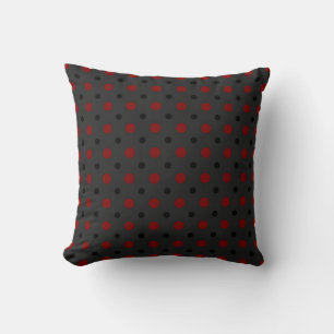 Gray with black and red dots cushion