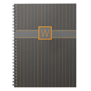 Gray with Orange Pinstripes Notebook