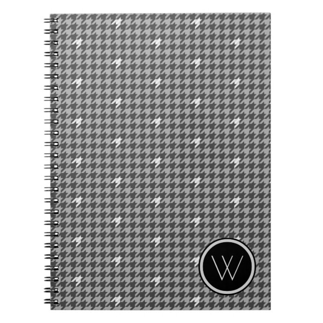 Gray with Silver Accent Houndstooth Notebook (Front)