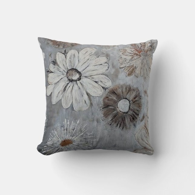 Gray With Silver And Bronze Artistic Designer Thro Cushion (Front)
