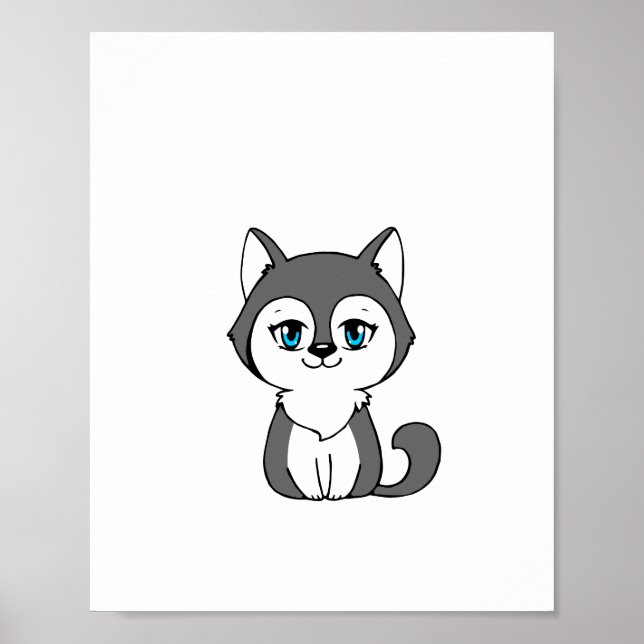 Gray Wolf Chibi-Style Poster (Front)