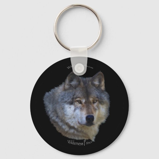 GRAY WOLF Design Wildlife Art Key-chain Key Ring (Front)
