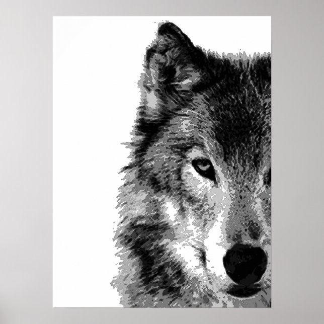 Gray Wolf Eye Artwork Poster Print (Front)