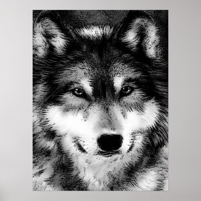 Gray Wolf Eyes Motivational Poster Print (Front)