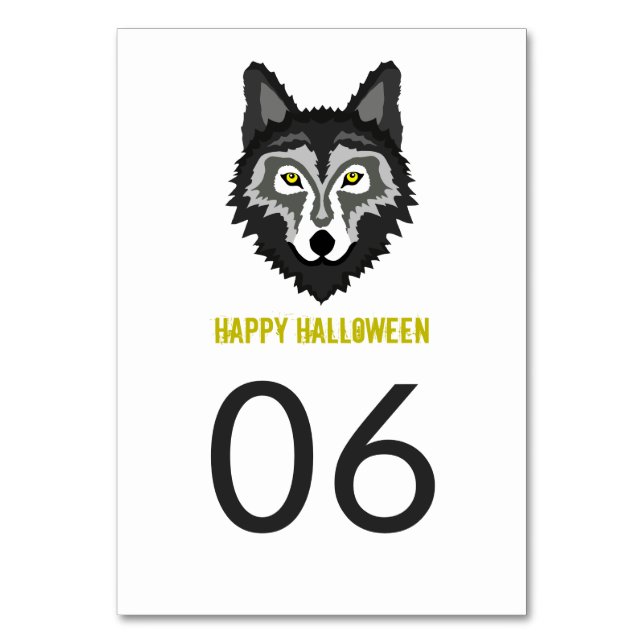 Gray Wolf, Halloween Party Table Number (Back)
