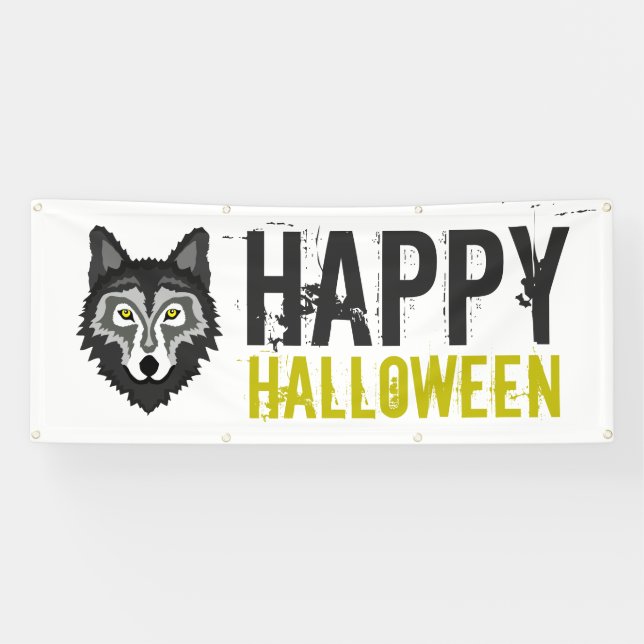 Gray Wolf, Happy Halloween Banner (Horizontal)