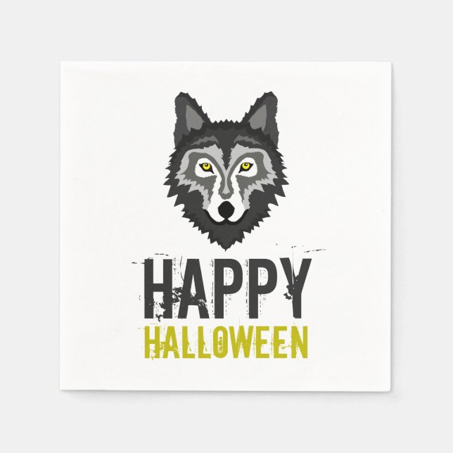 Gray Wolf, Happy Halloween Napkin (Front)