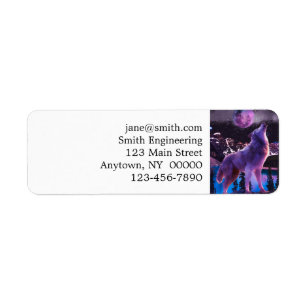 Gray wolf howling in forest return address label