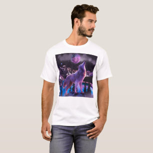 Gray wolf howling in forest T-Shirt