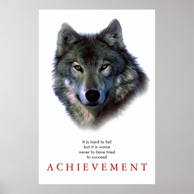 Gray Wolf Motivational Unique Poster Print (Front)