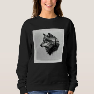 Gray Wolf Paint Splatter Warrior Wild Animal Uniqu Sweatshirt