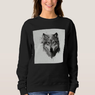 Gray Wolf Paint Splatter Warrior Wild Animal Uniqu Sweatshirt