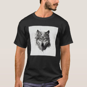 Gray Wolf Paint Splatter Warrior Wild Animal Uniqu T-Shirt