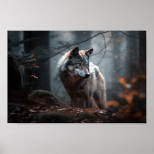 Gray Wolf Staring Intently Poster